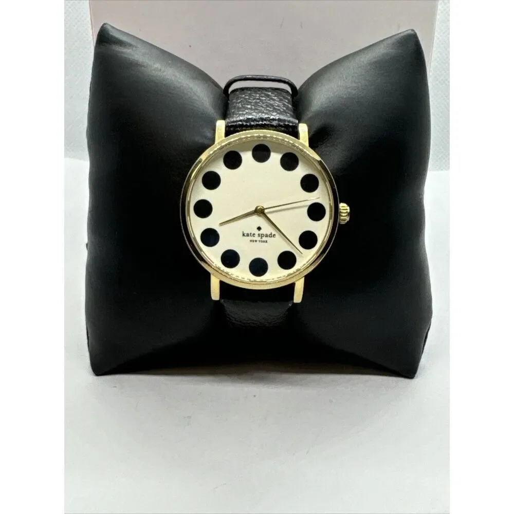 Kate Spade New York 0107 Women's Black Leather Analog Dial Quartz Watch JNA166
